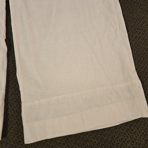 Banana Republic Linen Pants Womens 14 White Blake Cropped Mid Rise Belted - Picture 6 of 13